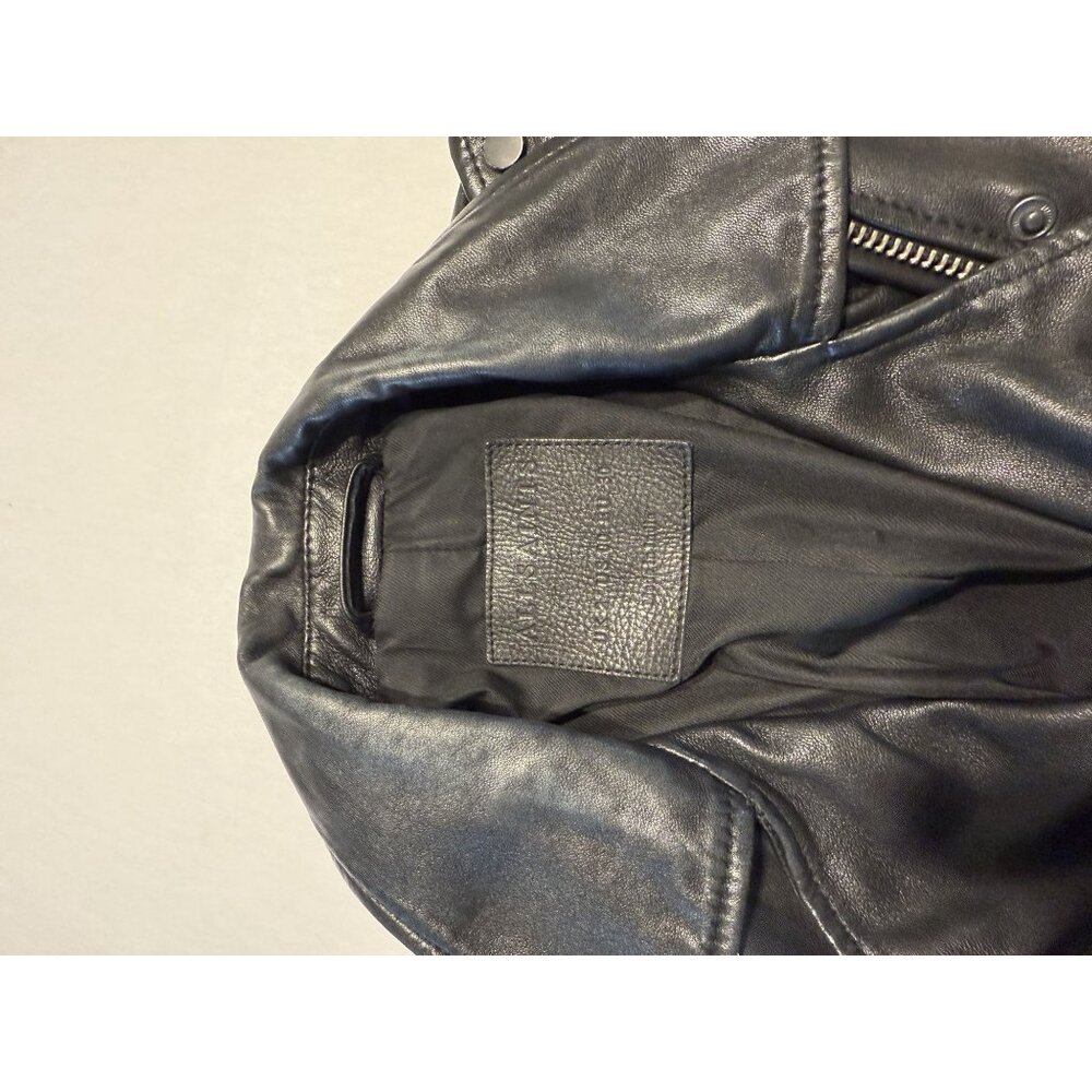 AllSaints Balfern Black Butter-Soft Leather Moto Biker Jacket Women's 0 - Picture 7 of 8